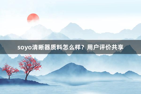 soyo清晰器质料怎么样？用户评价共享